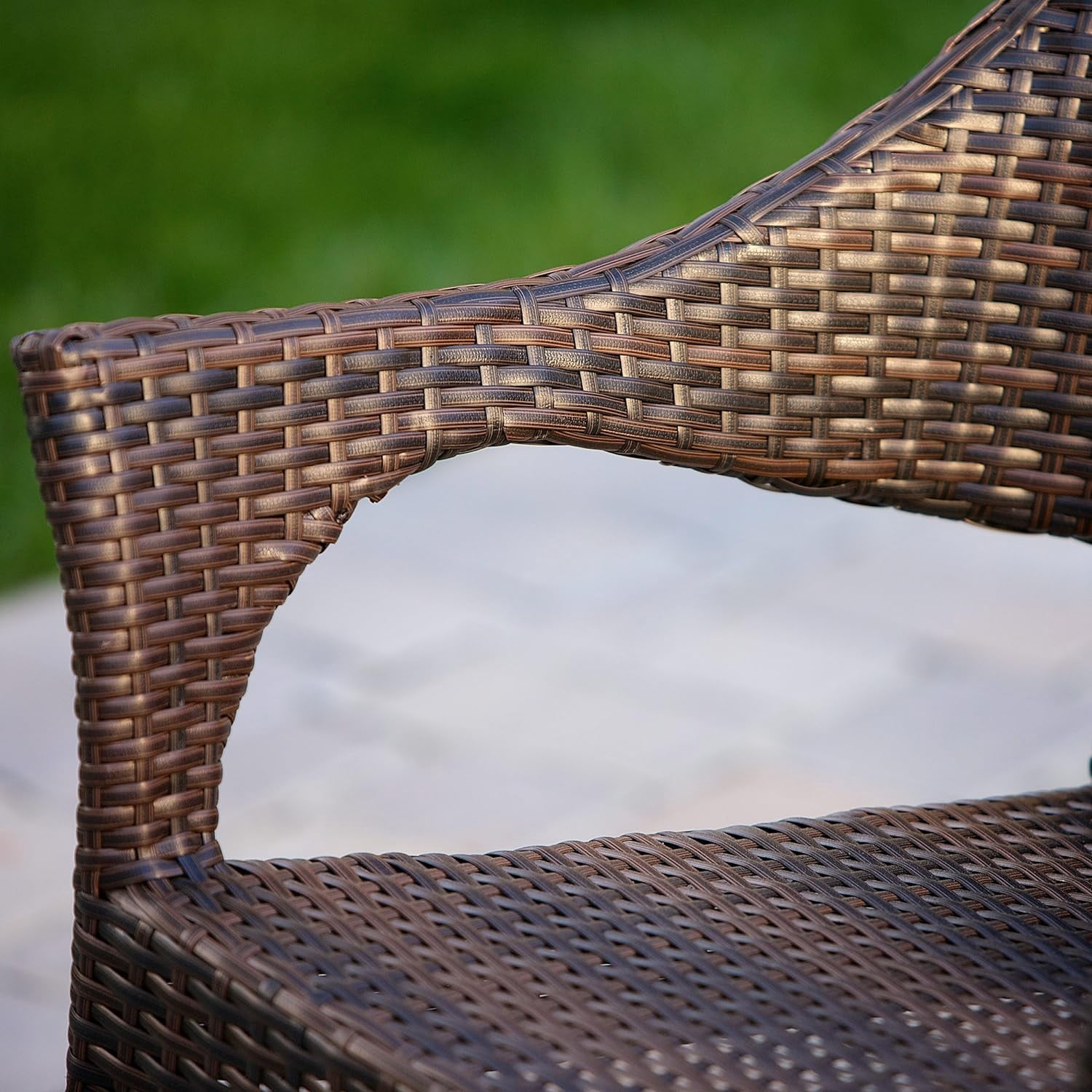 Resin Chair Set of 4, Outdoor Stackable Patio Dining Chairs for Garden Deck, Brown