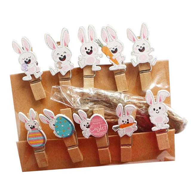 10x Clips de foto de conejo de Pascua de dibujos animados, Clips de sellado, Clips de clavija, adornos artesanales, soporte de foto de color para estilo B SM SunniMix Clips de fotos de conejo de Pascua