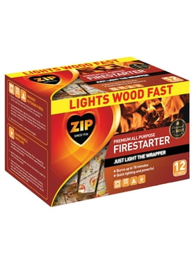 Zip Firestarters Premium All Purpose Fire Starters 12 Pack, Wood Charcoal, 5.25