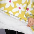 thumbnail image 3 of Oversized Wearable Blanket Hoodie,Yellow Daisy Flower Red Centers Pattern Sherpa Blanket Hoodie with Super Pockets,Super Warm Fuzzy Pullover for Women & Men, 3 of 6