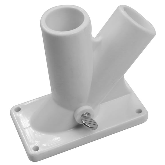FRCOLOR White Flag Pole Holder Bracket for Wall Mount Durable Plastic Base for Home Garden Display