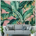 thumbnail image 4 of Creowell Tapestry Wall Hanging Tropical Green Leaves Pink Exotic Leaf Tropic Banana Palm Floral Flower Wall Tapestry for Bedroom Living Room Tablecloth Dorm Painting, 4 of 6