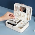 thumbnail image 3 of Jewelry Storage Box for Women, Jewelry Storage Organizer, Njjex Portable Travel Synthetic Leather Jewelry Box Storage Case with Mirror, for Necklace Earring Rings Sparkle Jewelry Holder Case -White, 3 of 11