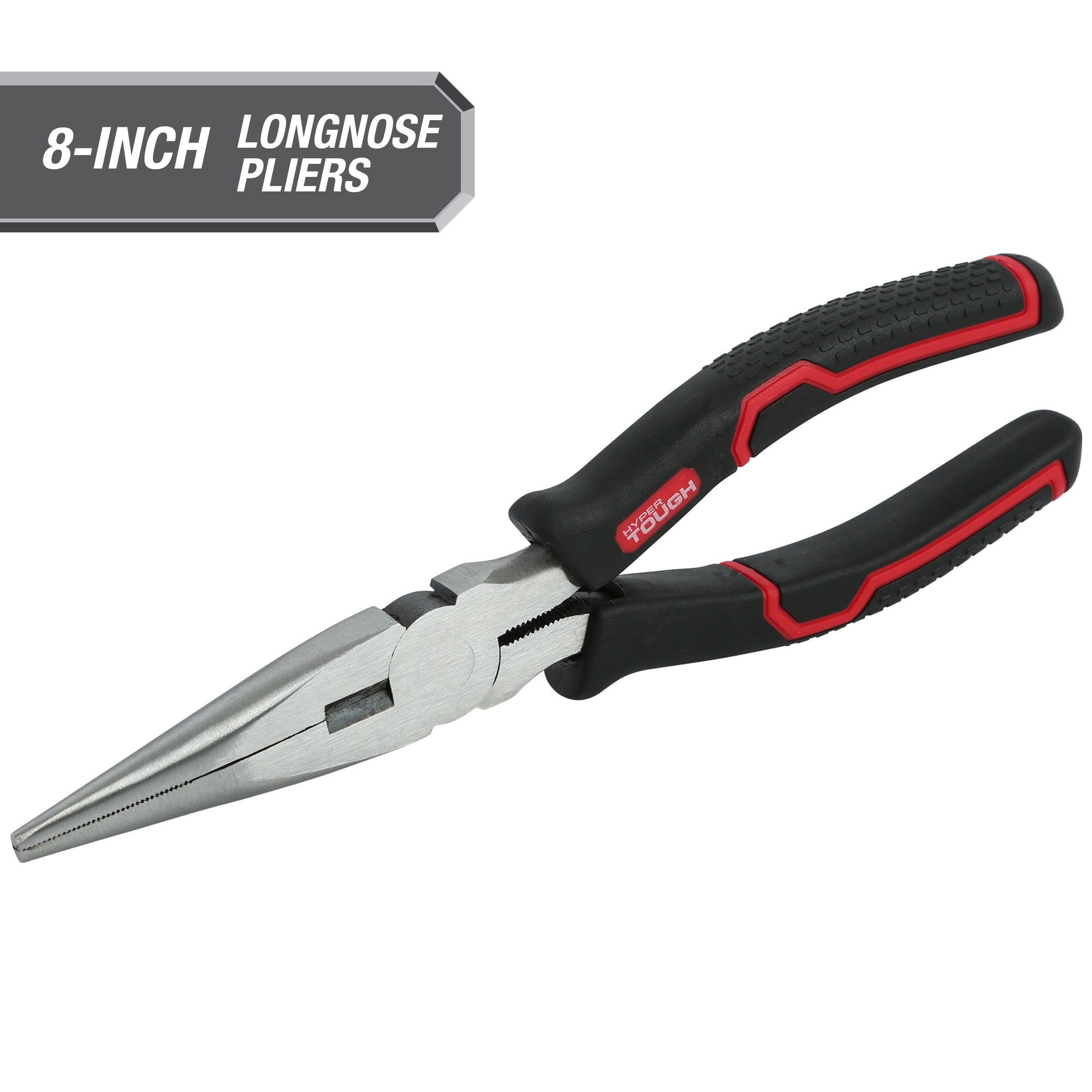 Hyper Tough 8-inch Long Nose Pliers with Ergonomic Comfort Grips 5170V