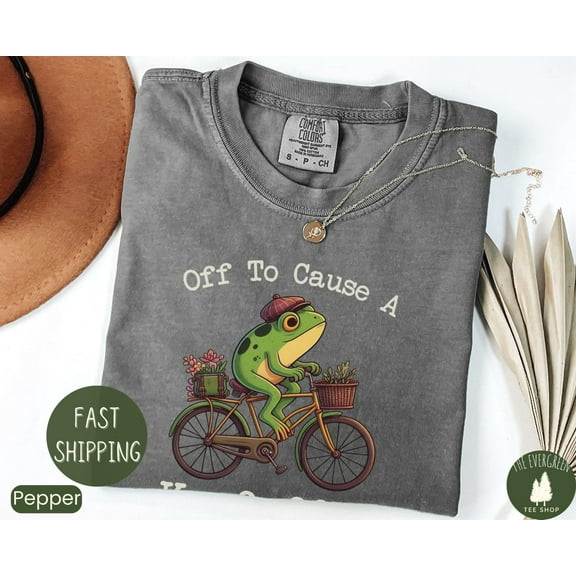 Velto Cause a Kerfuffle Frog T-shirt, Weirdcore Inspired Graphic Apparel, Playful Statement Outfit, Quirky Casual Clothing for Men and Women Fullsize S-5XL Shirt