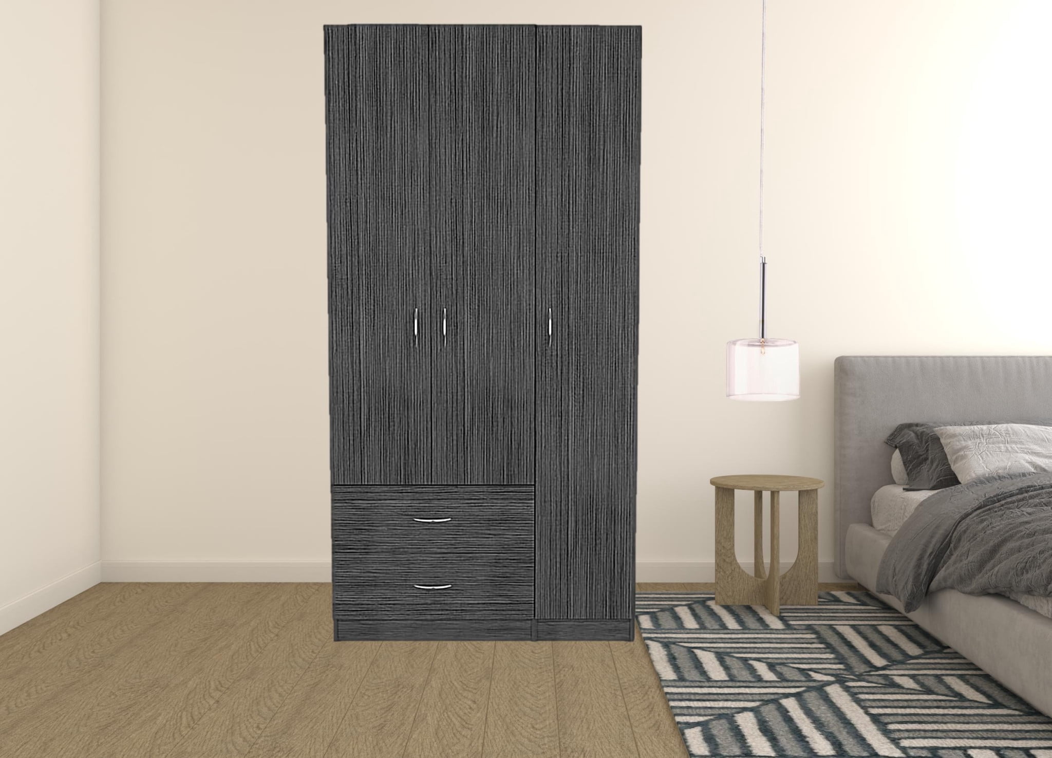 HomeRoots 478406 71.1 x 35.4 x 18.5 in. Gray Grainy Oak Manufactured Wood Two Drawers Combo Dresser