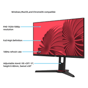 onn 24 FHD (1920 x 1080p) 180hz 1ms FreeSync Gaming Monitor with HDMI and DP Cables, Black