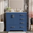 thumbnail image 6 of Harper & Bright Designs 36" Bathroom Vanity Sink Combo with Storage , Bathroom Storage Cabinet with Soft Close Doors and Drawers, Blue, 6 of 19