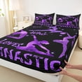 thumbnail image 3 of Homewish Gymnastics Dancing Lovers Twin Sheet Sets,Girls Gymnastic Sports Twin Fitted Sheet,Purple Sequin Print Flat Sheet For Kids,Ultra Soft Home Decor,3 Pieces, 3 of 7