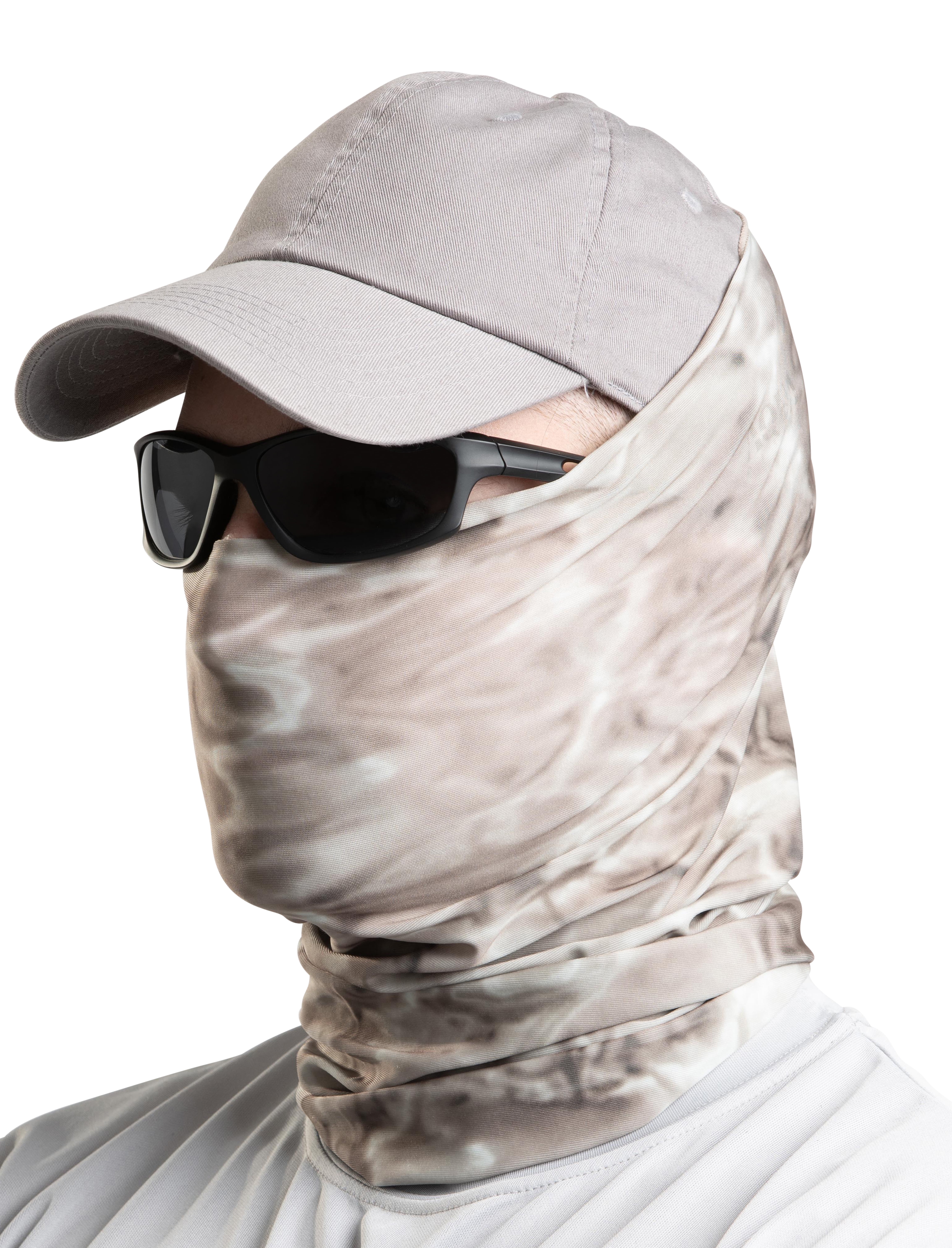 Aqua Design Fishing Hunting Masks Neck Gaiters for Men and Youth: UPF 50+ Sun  Mask Protection: Camo Half Face Cover Balaclava Bandana: Pacific Sand size  L 