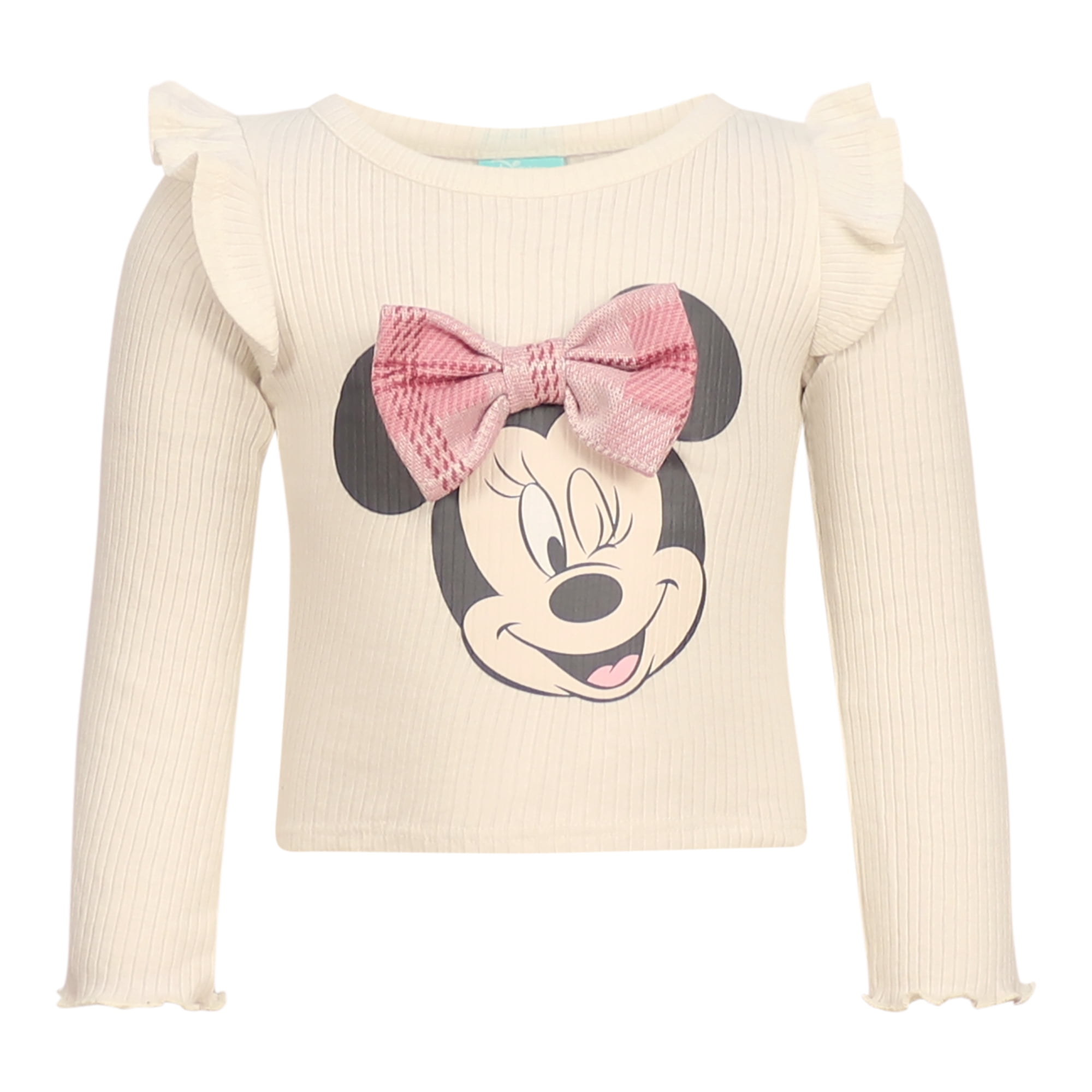 Disney Clothes Minnie Mouse Baby Girls 2-Piece Skirt Set – Long Sleeve Top & Plaid Skirt Outfit Set (12M–24M)