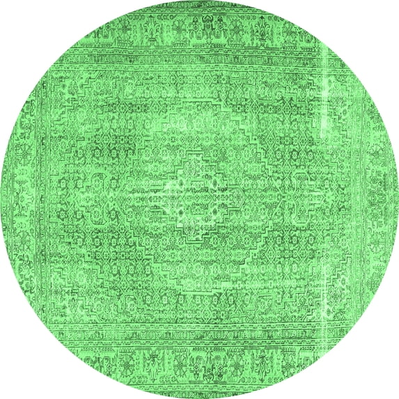 Ahgly Company Indoor Round Persian Emerald Green Traditional Area Rugs, 3' Round