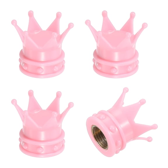Uxcell Crown Tire Valve Stem Caps, 4 Pcs Tire Valve Caps Vehicle Car Tire Air Caps Covers, Pink