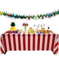 thumbnail image 4 of KYAIGUO Red Striped Tablecloth Plastic Waterproof Oil Resistant Tablecloth Circus Classic Red and White Tablecloth for Birthday, Picnic Party, Outdoor Table Decoration, 4 of 6