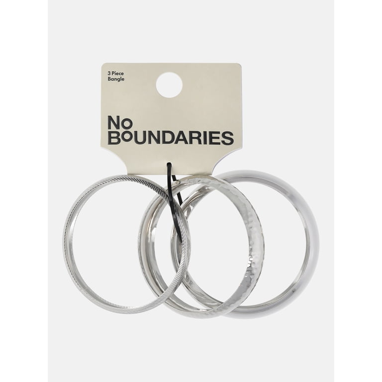 No Boundaries Silver-Tone Bangles, 3-Pack, Women's - Walmart.com