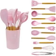 thumbnail image 4 of 9/10/11/12pcs Silicone Kitchen Set Cooking Tools Utensils Set Spatula Shovel Soup Spoon with Wooden Handle Kitchen Gadgets Tools Set (Color : 10Pcs Hooks), 4 of 7