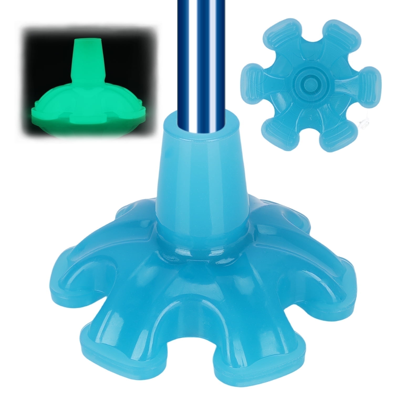 SupreGear Glow Non-Slip Shock Cane Tip, Heavy Duty Rubber, 3/4 inch Walking Cane Accessory, Blue