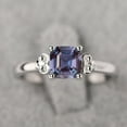 thumbnail image 2 of Vintage Alexandrite Promise Ring Silver Asscher Cut Color Changing June Birthstone Ring, 2 of 4