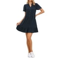 thumbnail image 2 of INSPIRE CHIC Babydoll Dress for Womens V Neck Short Sleeve Textured Ruffle Hem Tunic Dresses XS Navy Blue, 2 of 6