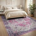 thumbnail image 3 of ODIKA 8'x10' Washable Area Rug Non-Slip Chair-Friendly Mat Pink Purple Distressed Petal Vine Botanical Transitional for Dining Room, Large Office, Lounge, 3 of 7