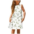 thumbnail image 1 of Robe Fille Grande Fille Mode Mignonne Printemps Été Imprimée Col Rond Sans Manches Robe Décontractée Vêtements Enfants Robe Fille Vêtements Taille 8-9, 1 of 5
