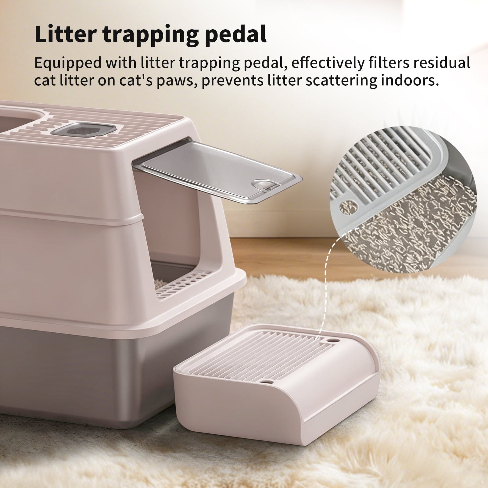 Fully Enclosed Stainless Steel Cat Litter Box, Odor-Proof, Anti-Leak & Anti-Splash, 3 Modes Convertible with Step Footrest, Easy Clean for Indoor Cats, Silver