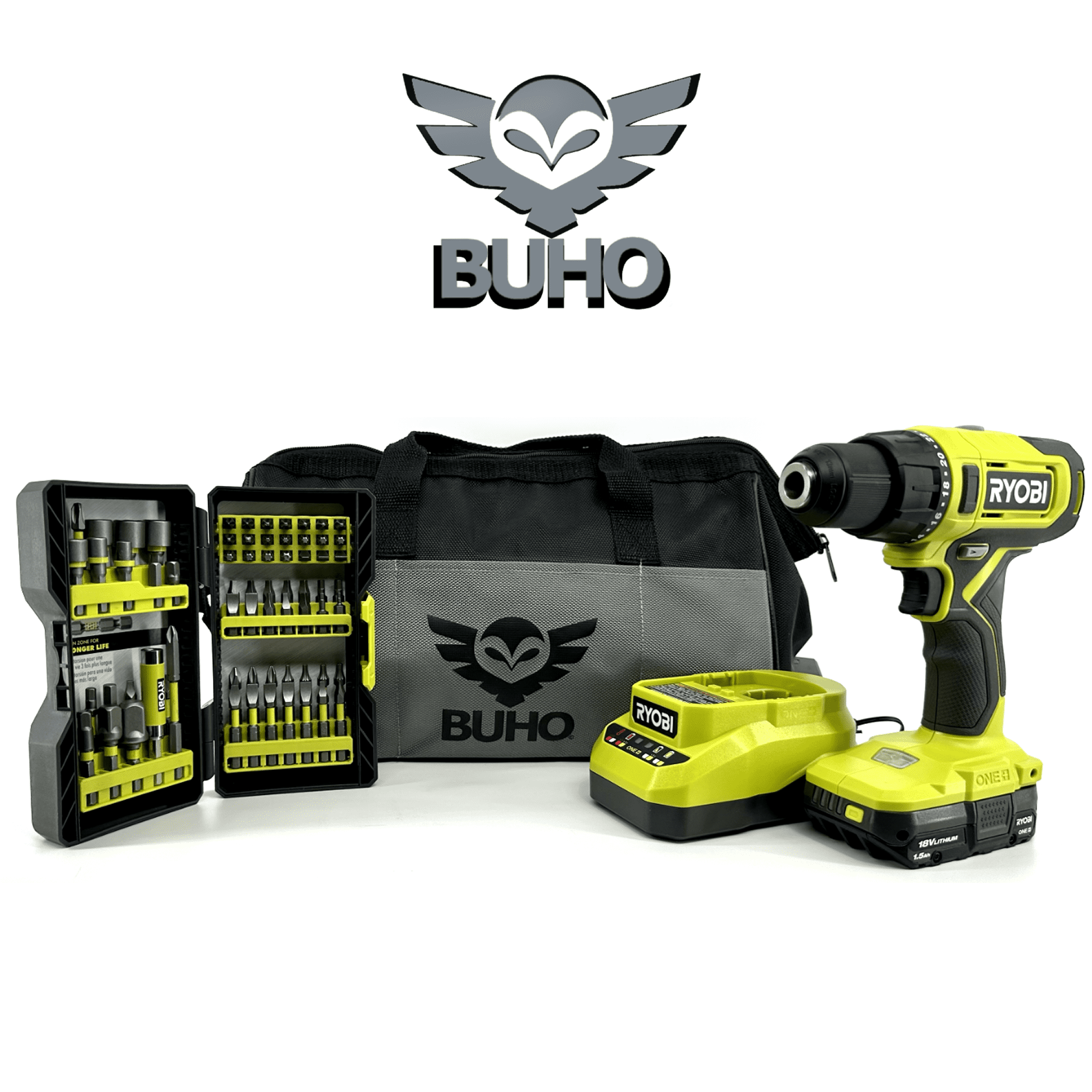 Cordless 1/2 inch Drill Driver Bundle - Includes Cordless 1/2 Drill Driver, 70 Piece Drill Bit Set, 18-Volt Lithium-ion Battery, Charger and Tool Bag