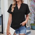 thumbnail image 5 of Uaswgudfs Women's Dressy Casual V-Neck Blouse Tee - Loose Fit Short Sleeve with Curved Hem Solid Color Stretch Top, 5 of 8