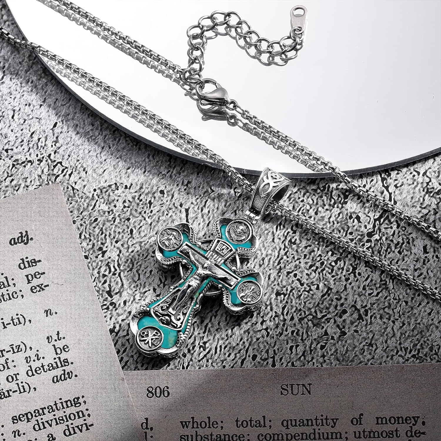 NUNCAD Orthodox Cross Necklace Double Sided 925 Sterling Silver