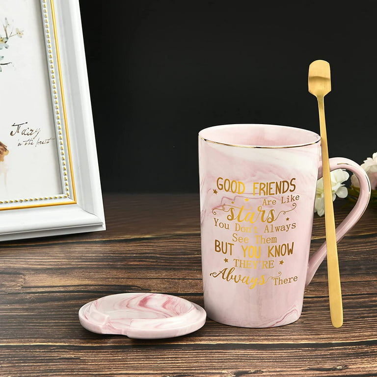 Futtumy Pink 14 fl oz Coffee Mugs Ceramic Mug Tea Cup, Good Friends Are  Like Stars Coffee Mug for Friends Coworker Women Men, Christmas Birthday  Gifts