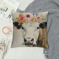 thumbnail image 2 of Pillow Cover Watercolor Animals Water&nbsp;Buffalo Cow Wearing Flowers Garland Throw Pillow Cushion Cover Home Sofa Decorative Pillowcase (WA-Buffalo), 2 of 5