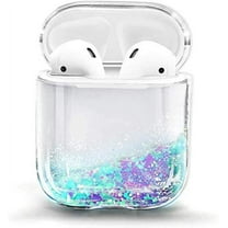 Nagebee Case for AirPods, Sparkle Flowing Floating Durable Girls Cute Clear Hard Cover Carrying Case Compatible with Apple AirPods 1st/2nd (Mint)