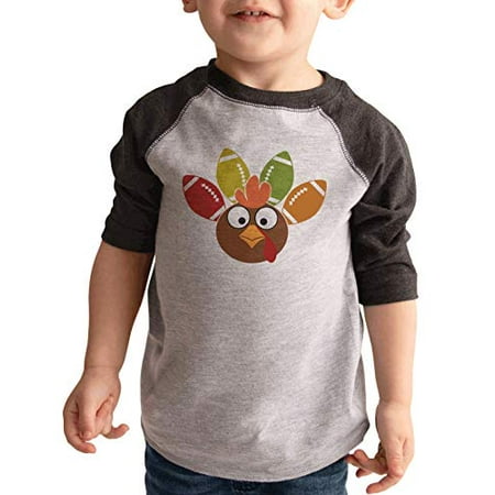 

7 ate 9 Apparel Kid s Funny Turkey Football Feathers Thanksgiving Shirt Grey Tee