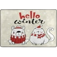 thumbnail image 4 of SKYSONIC Hello Winter Animal Non-Slip Area Rug, Merry Christmas Floor Carpet Comfort Floor Mats Decor for Indoor Front Porch Living Room Bedroom Kitchen, 36"x24", 4 of 5