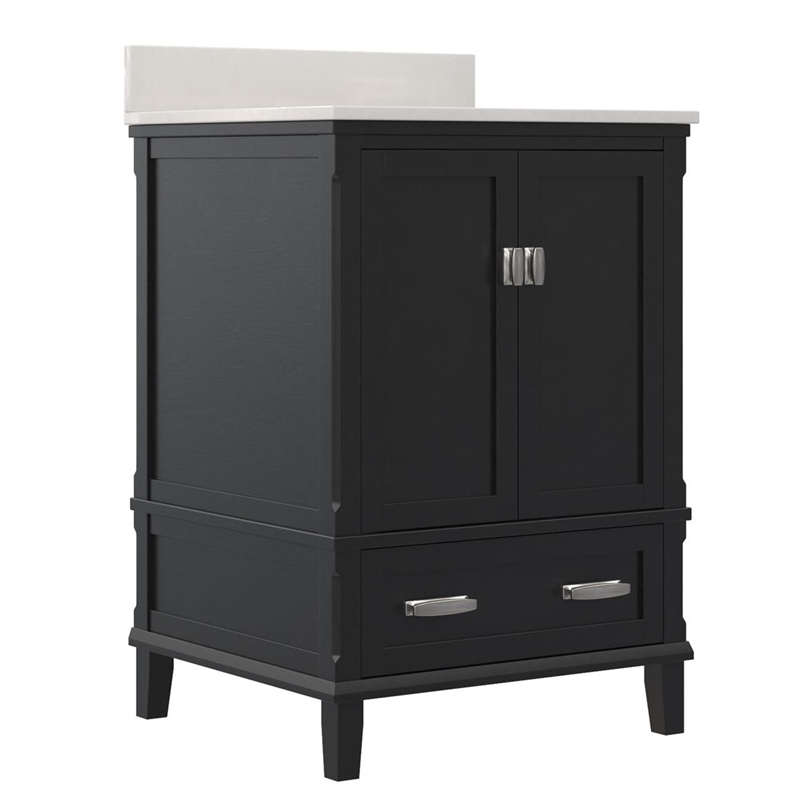 DHP Otum 24 Inch Bathroom Vanity with Sink, Black Wood