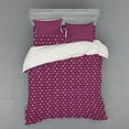 thumbnail image 2 of Love Duvet Cover Set, Valentines Day Heart Shapes Lovers on Vertical Stripes Repetition, Bedding Set with Shams and Fitted Sheet, 3 Sizes, by Ambesonne, 2 of 3