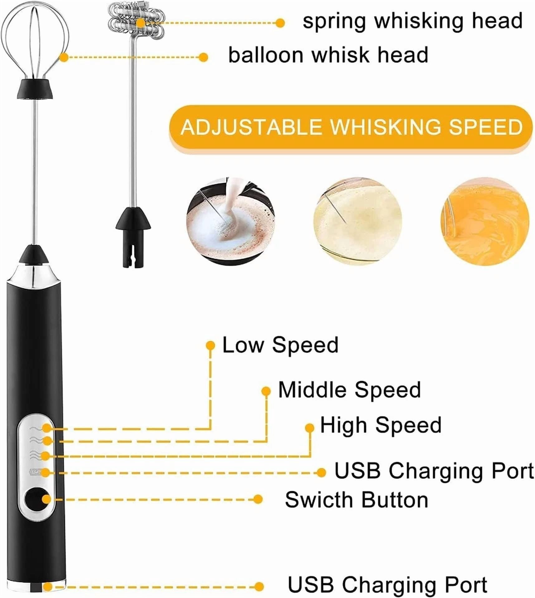 Electric Milk Frother Double Whisk Handheld Coffee Foam Mixer Usb Rechargeable??