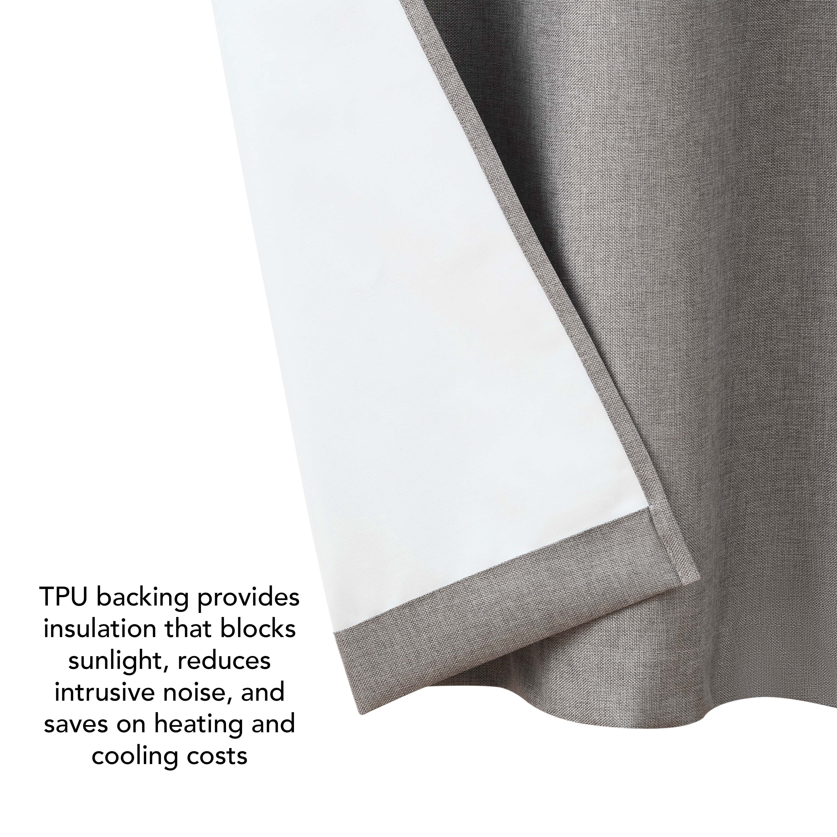 Legrae Blackout Thermal Insulated Grommet Curtains, Set of 4 Panels with Tiebacks, Titanium Grey, 38" x 84"