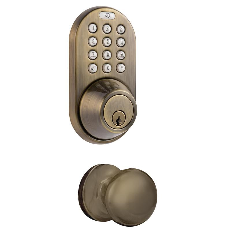 Milocks Digital Deadbolt Door Lock And Passage Knob Combo Antique Brass Finish With Keyless 1067