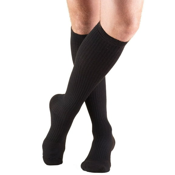 Truform Men's Socks Knee High Cushion Foot Active Casual Style: 15-20 mmHg L BLACK (1933BL-L)