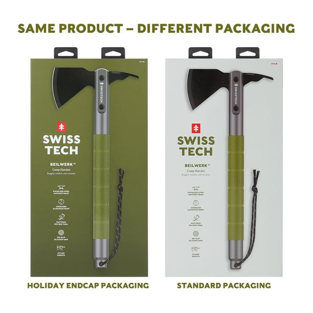 Swiss Tech Beilwerk Camping Hatchet, Stainless Steel Head