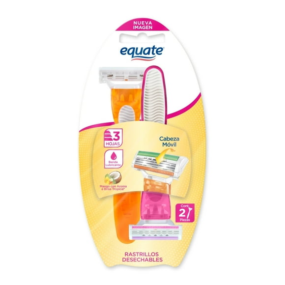 Rastrillos desechables Equate rastrillos desechables mujer 3 hojas 2pzas