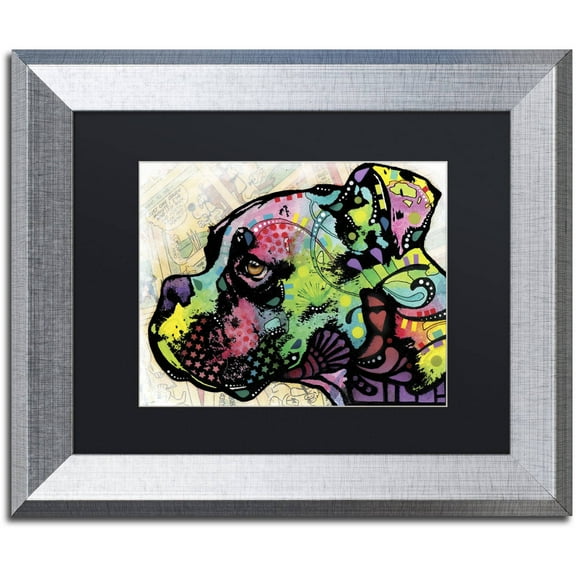 Trademark Fine Art "Profile Boxer Deco" Canvas Art by Dean Russo, Black Matte, Silver Frame
