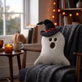 thumbnail image 5 of geerera Halloween Witch Hat Ghost Throw Pillow, Cute Ghost Shaped Cushion with Black Hat Decorative Pillow for Couch Bed, 5 of 6