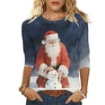 thumbnail image 2 of LEKWK Womens Glitter Tops Xmas Santa Crew Neck 3/4 Sleeve Tshirts Sparkly Tops for Women Merry Snowflake Shirt Women, 2 of 6
