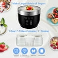 thumbnail image 6 of Yogurt Maker, Yogurt Maker Machine with Stainless Steel Inner Pot, Greek Yogurt Maker with Timer Control, Automatic Digital Frozen Yogurt Maker with 2 Glass Jars 1 Quart and Strainer for Hom, 6 of 6