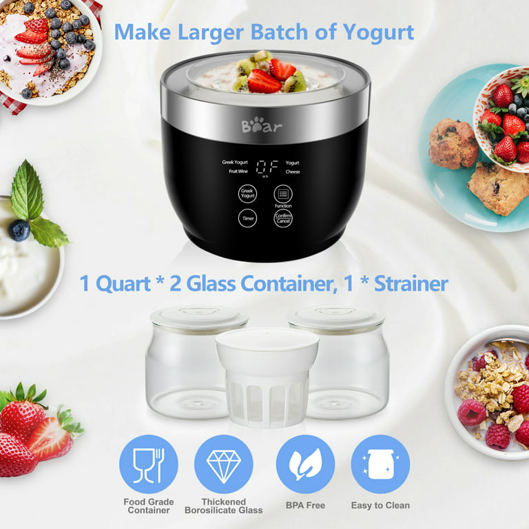 MooJ Yogurt Maker, Greek Yogurt Machine With 8 Glass Jars/Lids, One Touch  Display: Perfect For Organic, Sweetened, Flavored, Plain, Or Sugar Free  Options For Baby, Kids, & Parfaits
