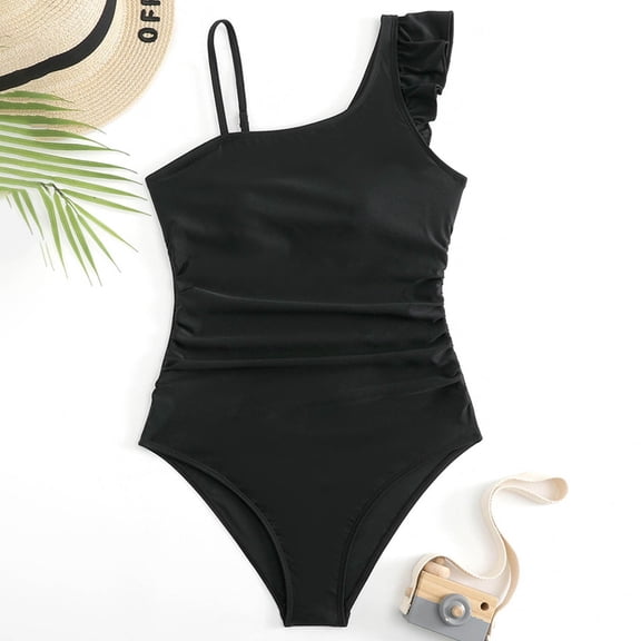 Girl Swimsuit 1 Piece Swimming Bathing Suit Quick Dry Flounce Printed Summer Bathing Suit For Kids