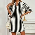 thumbnail image 5 of XuJwPNcy Summer Dresses for Women Trendy 3/4 Sleeve Striped T-Shirt Dress Casual V-Neck Work Office Mini Dress, 5 of 7