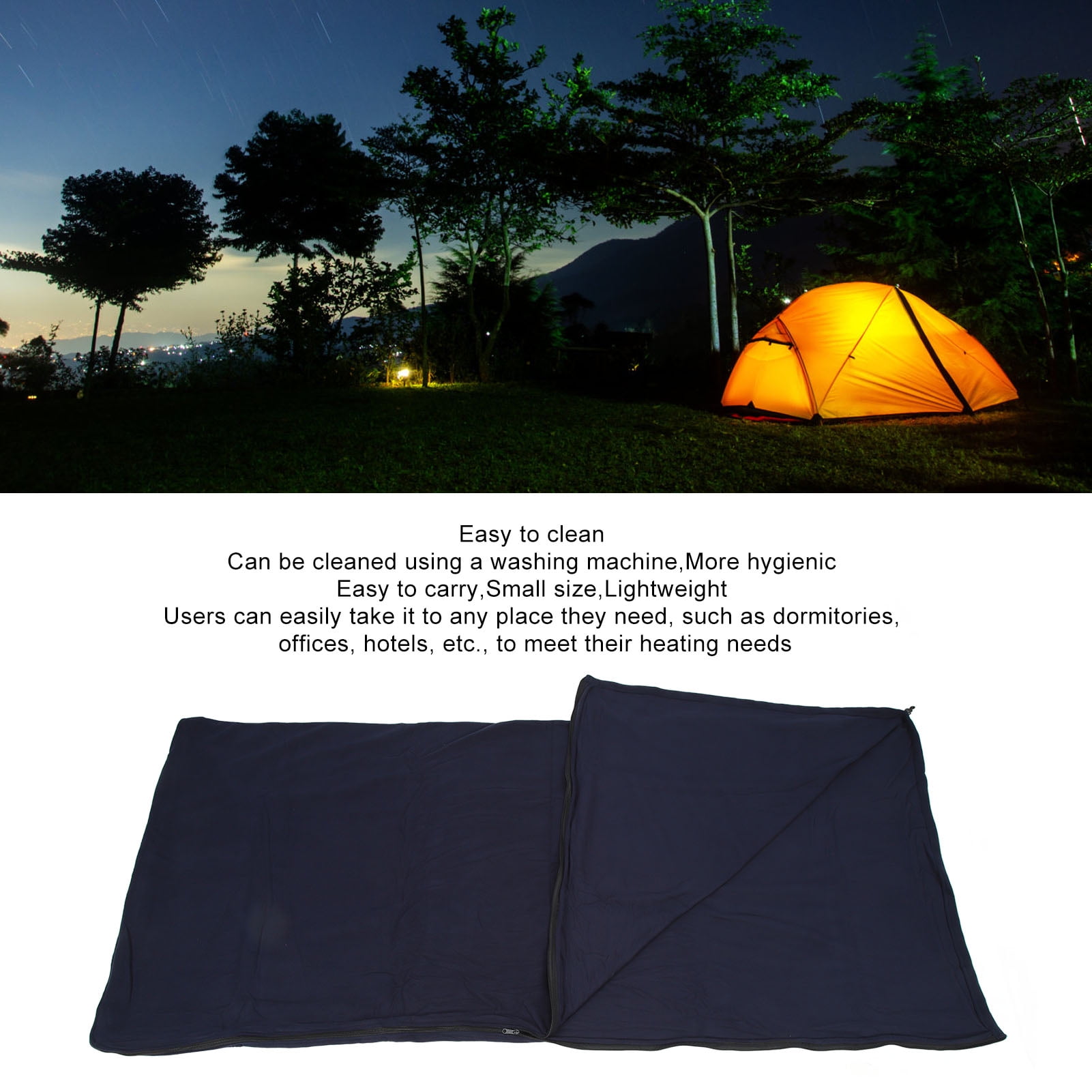 Sac De Couchage, Doublure De Sac De Couchage Pliable En Polaire Portable Avec Fermeture Clair Pour Camping Voyage